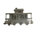 Vintage Cast Pewter Train Caboose Brooch Pin Signed Metzke  Made In The Usa  Euc