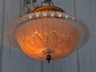 Antique 30s 40s Art Deco Nouveau Victorian Pink Ceiling Light Fixture Chandelier