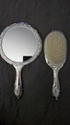 Vintage Silverplate Vanity Set Brush    Mirror Floral Heavy Great Condition
