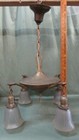 Vintage Brass Art Deco Ceiling Light Fixture With Glass Shades Light Fixture
