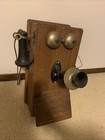 Vintage Wood Hand Crank Wall Mount Telephone Antique - Rings When You Crank  