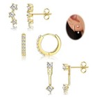 3 Pairs 925 Sterling Silver Hypoallergenic Earrings Set For Multiple Piercing