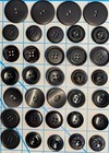 34 Antique Vintage Black Plastic Sewing Buttons 
