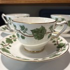 Set Of 3 Vintage Crown Staffordshire English Ivy Vine Bone China Teacup  saucers