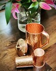 100  Pure Copper Jug  Pitcher And 2 Copper Tumbler Glass Set Anniversary Gift