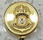 Tsa Officer Id Holder Gold Logo On All Metal Retractable Reel