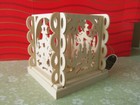New  Saico Wood Carved Holiday Tealight Candle Box Made In Germany 4 75  Square