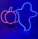  2  Led Neon Sign Art Halloween Pumpkin Ghost Lights Decoration Usb Battery