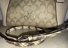 Nwt Authentic Coach Kacey Signature Khaki Snakeskin Satchel Crossbody C7621 New