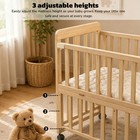 Solid Wood Baby Bassinet Bedside Crib 3 Adjustable Heights Mattress