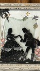 Vintage Reverse Painted Convex Glass Silhouette Victorian Courting Couple 6 x5 