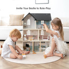 Wooden Dollhouse For Kids  6-room Modern Style Toy Doll House Playset With 26 Fu