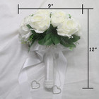 Elegant White Bridal Bouquet With Silk Ribbon And Rhinestones For Weddings