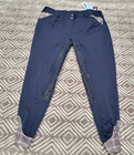 5 a Baker Equine Couture Pro Full Seat Breeches Pants Size 36 Navy Blue Coolmax