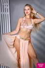 Simon Handmade Belly Dance Costume Beaded Bra   Attached Belt With Long Skirt