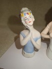 2 Antique German Porcelain Pin Cushion Half Dolls Nice