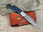 Handmade Damascus Folding Pocket Knife With Small Defects 6 5   see Description 