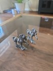 Vintage Pewter Miniature Unicorns Figurines Unmarked Set Of 2