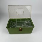 Vintage Wil-hold Wilson Sewing Box Avocado Green Plastic W  Trays   Clear Lid