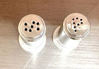 Vintage Art Deco Aluminum Salt   Pepper Shakers 2  Pair Mid Century Modern Metal