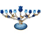 Zion Judaica Pomegranates Tree Hanukkah Menorah Multi Blue   Gold Accents Han   