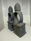 One Pair Vintage Decorative Swirl 7-1 2  Cast Iron Fence Post Finial  set  1 