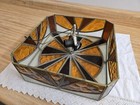 Vtg  Mcm Stained Leaded Glass Box Style Ceiling Fixture 
