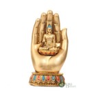 Resin Handmade Buddha Sitting On Hand Palm Idol Meditating Figurine Home Decor