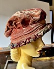 Antique Edwardian 1900s Peach Velvet Hat Arts   Crafts Period Embroidery Titanic