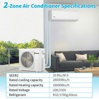 28000 Btu Dual 2 Zone Mini Split Heat Pump Air Conditioner Ductless Ac Unit 230v