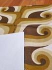 Awesome Rare Vintage Mid Century Retro 70s Funky Olive Stem Curls Fabric  Look 