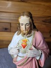 Vintage Jesus Christ The Sacred Heart 17  Chalkware Figure Statue Religious