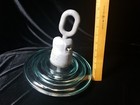 Vintage Large Green Glass Disc Saucer Suspension High Voltage Power Insulator
