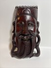 Vintage Asian Rosewood Hand Carved Laughing Man Mask Wall Art Decor 9  X 4 5 