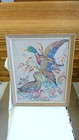 Vtg Hand Embroidered Mallard Duck Folk Art Cottage Lodge Wood Frame 18 x22   