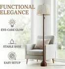 Mid Century Modern Wood Floor Lamp With Dual Shades - 65  Vintage Style