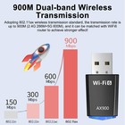 Usb Wifi 6 Adapter  900mbps Dual Band 2 4 5ghz  Wireless Network Dongle 802 11ax