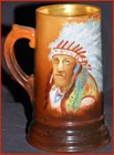 Vienna Austria Stein With Hand Painted Gold Trim And Indian Chief - 19th Century