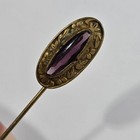 Antique Stickpin Oval Purple Stone Hat Pin Victorian Art Nouveau 