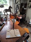 Antique Lightning Rod  w Glass Ball   Horse Weathervane Cast Alum Bulletholes 