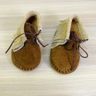 Taos Baby 2 Brown Tan Suede Fringe Moccasin Bootie Southwestern Handmade Vtg