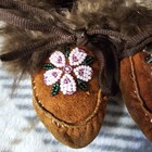 Indigenous Beaded Moccasins Soft Leather W  Beaded Floral Pattern   Fur Alaska 
