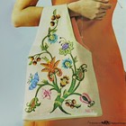 Vintage Crewel Embroidery Kit Jacobean Style Scrolling Vines Flowers Tote Bag