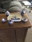 Vintage Miniature Tea For Two Delft-blue Tea Set With Out Box