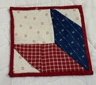 Antique Vintage Patchwork Quilt Table Topper  Mini  Diamonds  Red  Navy