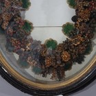 Antique Victorian Shadow Box Wall Hanging With Wax Wreath C1900