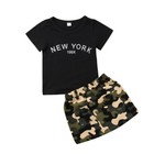 New Kids Baby Girls Short Sleeve T-shirt   Camo Skirt Set Summer Dress Outfits