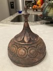 Antique Indian Pierced Copper Incense Burner With Domed Lid