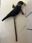 Handmade Primitive Crow On Wood Twig Crock Poke