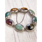 Vintage Alberto Taxco 925 Sterling Silver Multi-stone Cabochon Necklace Bracelet